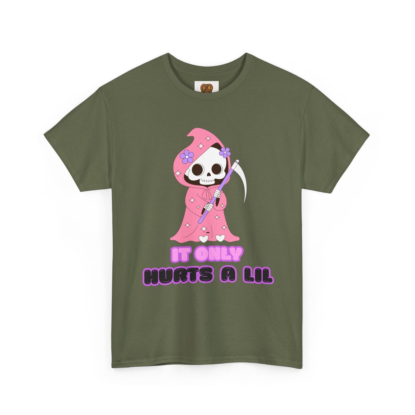 It Only Hurts A Lil Grim Reaper Tee — Cute Goth Skull T-Shirt