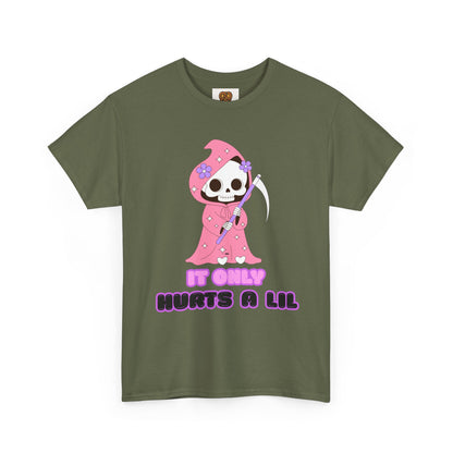 It Only Hurts A Lil Grim Reaper Tee — Cute Goth Skull T-Shirt