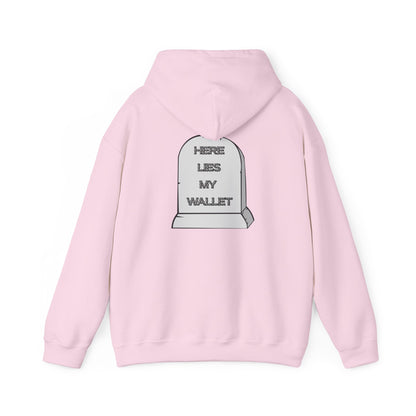 Hoodie - "Here Lies My Wallet" Tombstone Graphic Pullover