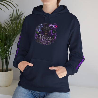 Witchy Black Hoodie - "Wicca Queen" Gothic Witch Cat Pullover