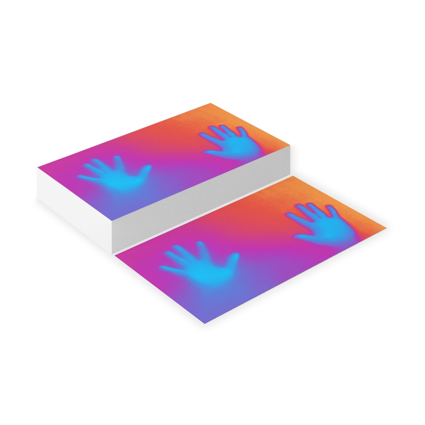 Vibrant Neon Hands Business Cards — Gradient UV Glow Networking Cards