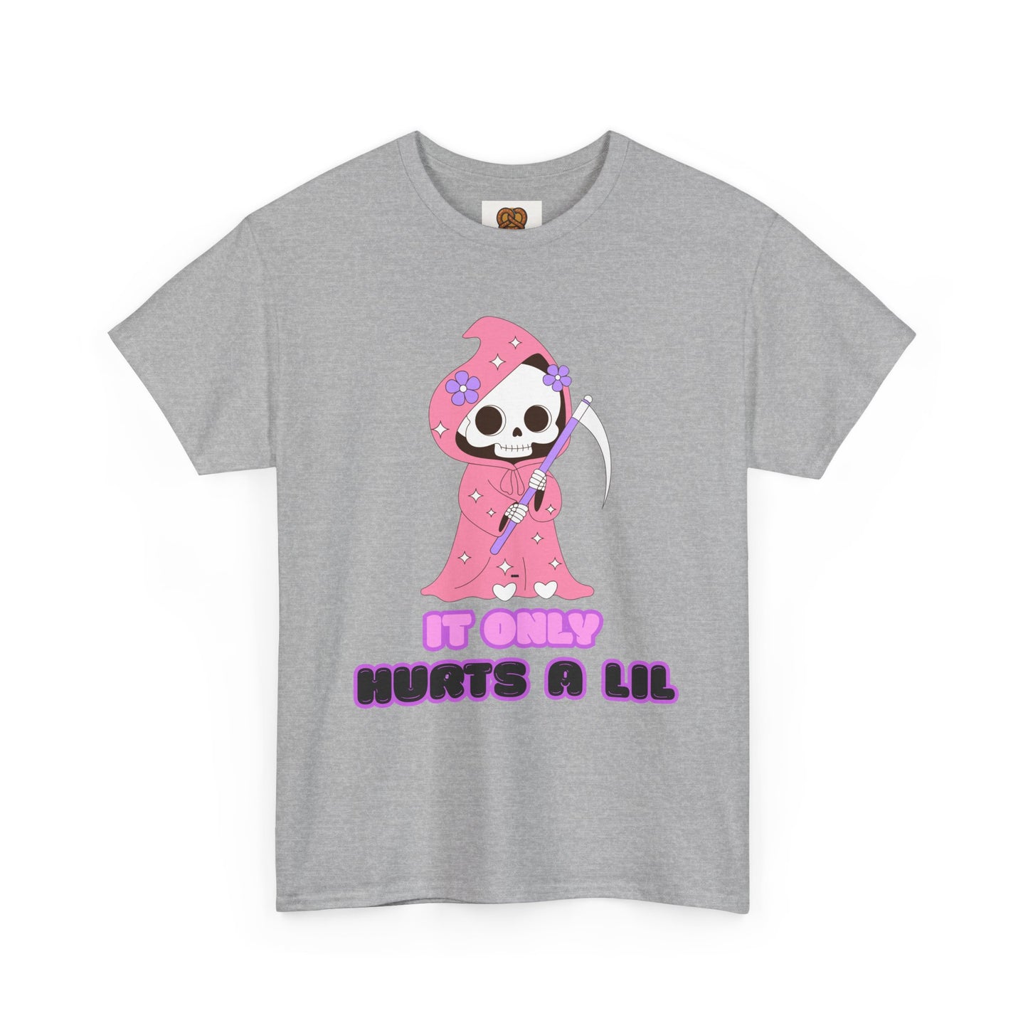 It Only Hurts A Lil Grim Reaper Tee — Cute Goth Skull T-Shirt