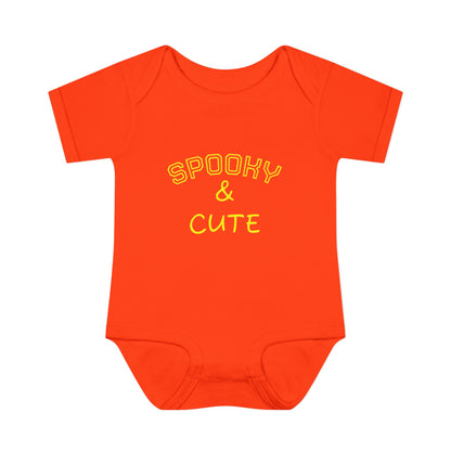 Infant Bodysuit - "Spooky & Cute" Halloween Baby Onesie (Orange)