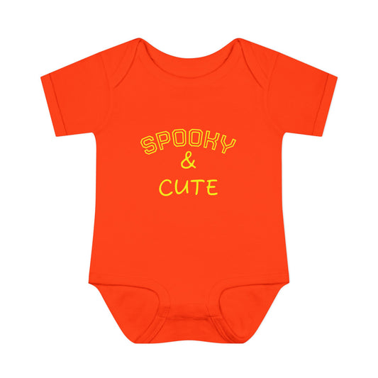 Infant Bodysuit - "Spooky & Cute" Halloween Baby Onesie (Orange)