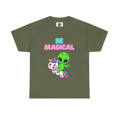 Be Magical Alien Riding Unicorn T-Shirt — Cute Kawaii Graphic Tee