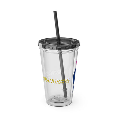 16oz Acrylic Tumbler with Straw — Cute Purple Blue Character 'Paranormal' Drink Cup
