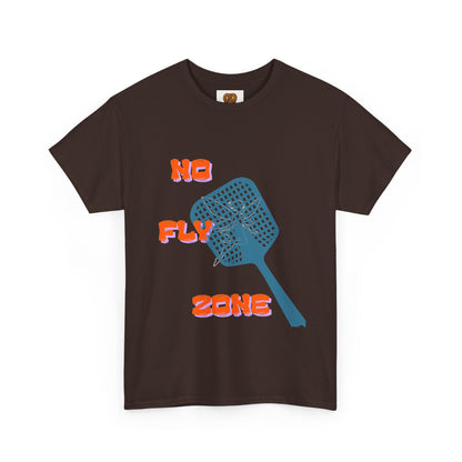 No Fly Zone T‑Shirt — Retro Mosquito Swatter Graphic Tee