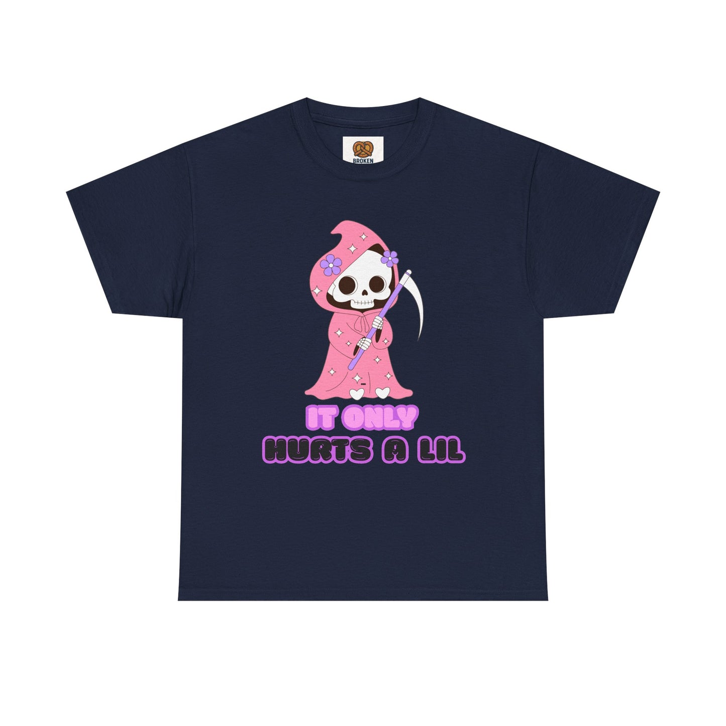 It Only Hurts A Lil Grim Reaper Tee — Cute Goth Skull T-Shirt