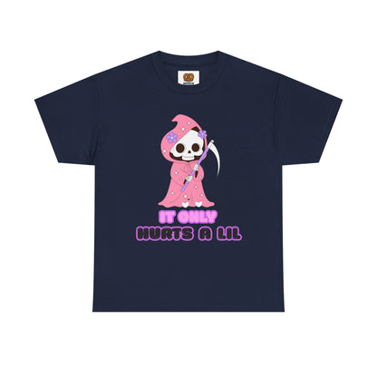 It Only Hurts A Lil Grim Reaper Tee — Cute Goth Skull T-Shirt