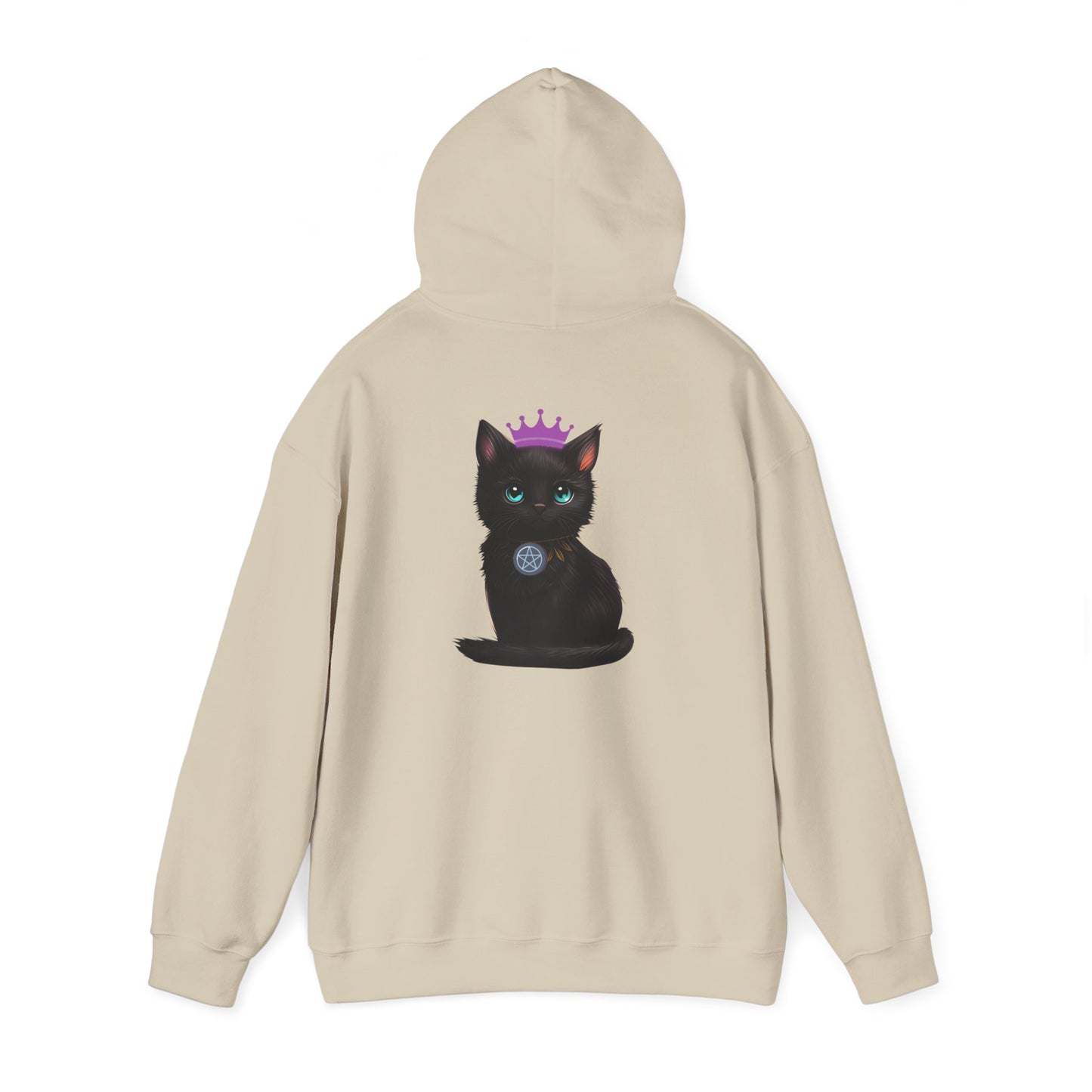 Witchy Cat Hoodie — 'Wicca Queen' Crescent Moon & Black Cat Spiritual Pullover