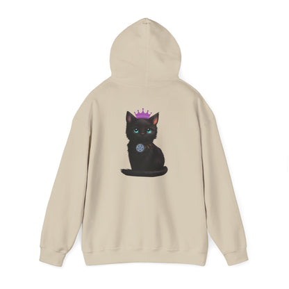 Witchy Cat Hoodie — 'Wicca Queen' Crescent Moon & Black Cat Spiritual Pullover