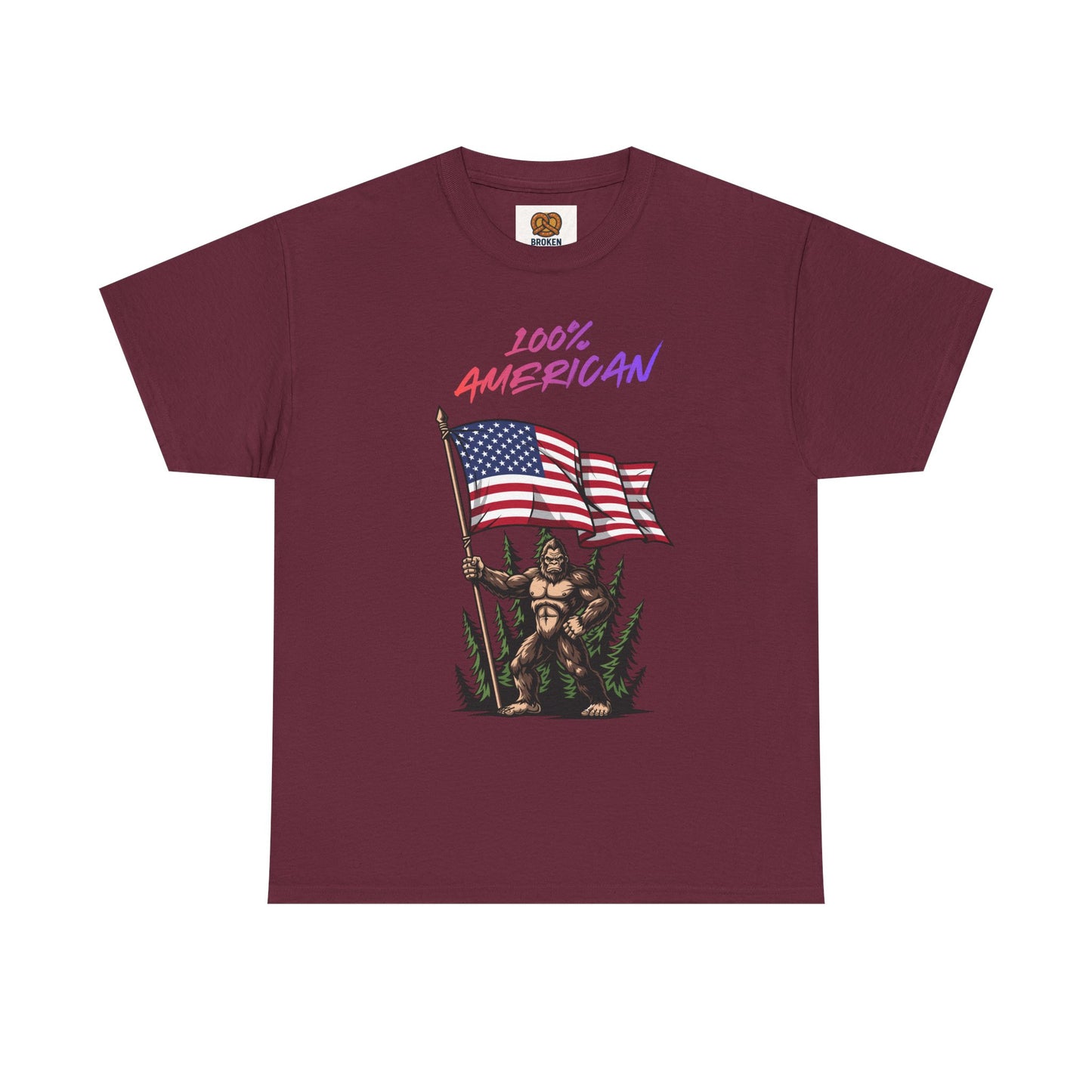 100% American T-Shirt — Retro Patriotic Flag Graphic Tee