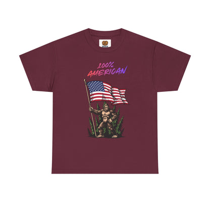 100% American T-Shirt — Retro Patriotic Flag Graphic Tee