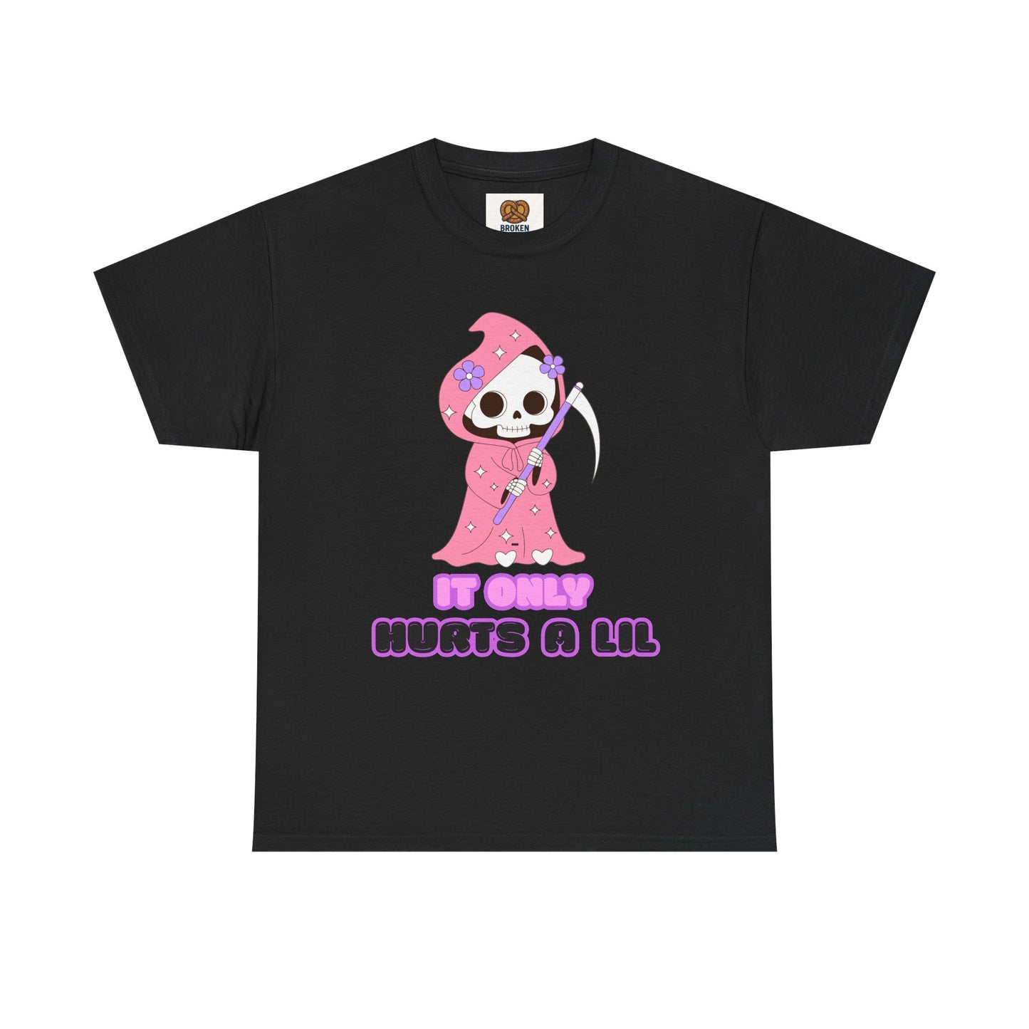 It Only Hurts A Lil Grim Reaper Tee — Cute Goth Skull T-Shirt