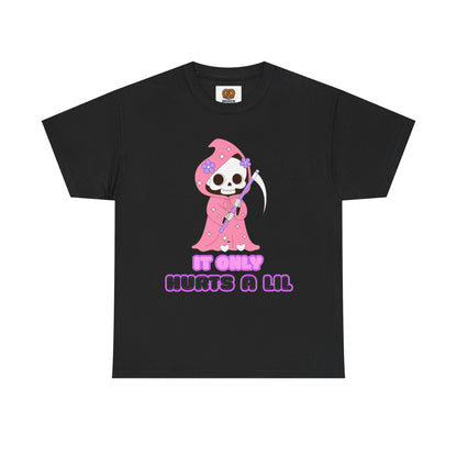 It Only Hurts A Lil Grim Reaper Tee — Cute Goth Skull T-Shirt