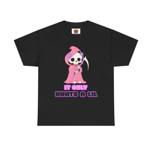 It Only Hurts A Lil Grim Reaper Tee — Cute Goth Skull T-Shirt
