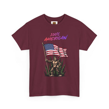 100% American T-Shirt — Retro Patriotic Flag Graphic Tee