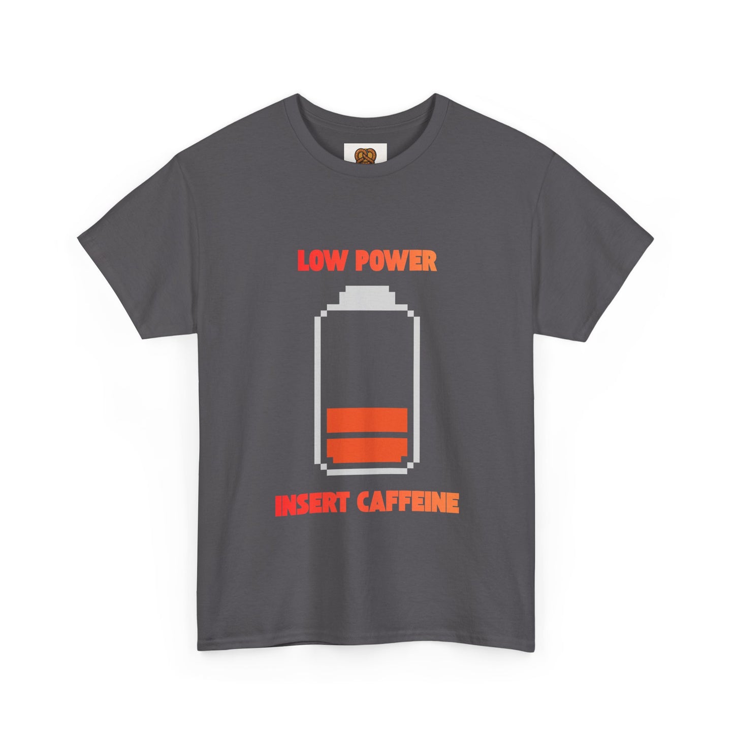 Low Power Insert Caffeine T‑Shirt — Funny Retro Battery Coffee Tee