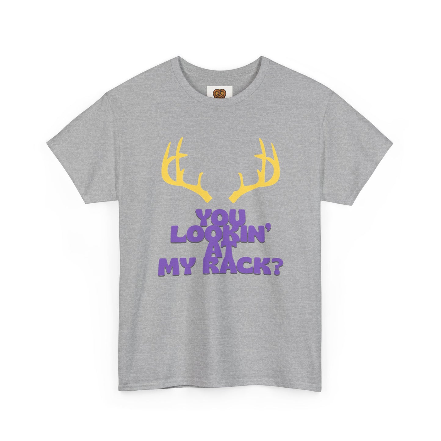 Funny Antler T-Shirt — "You Lookin' at My Rack?" Hunting Humor Tee