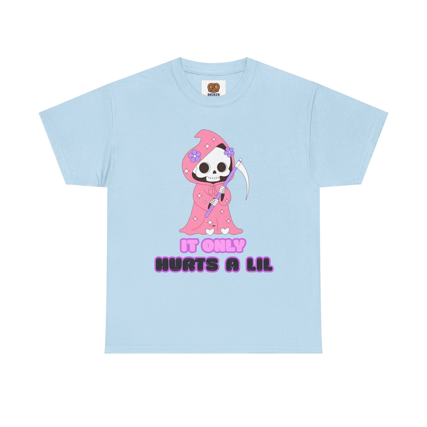 It Only Hurts A Lil Grim Reaper Tee — Cute Goth Skull T-Shirt