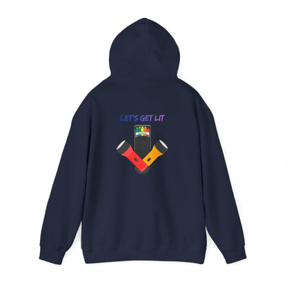 Let’s Get Lit Hoodie — Colorful Flashlight Party Graphic Hooded Sweatshirt