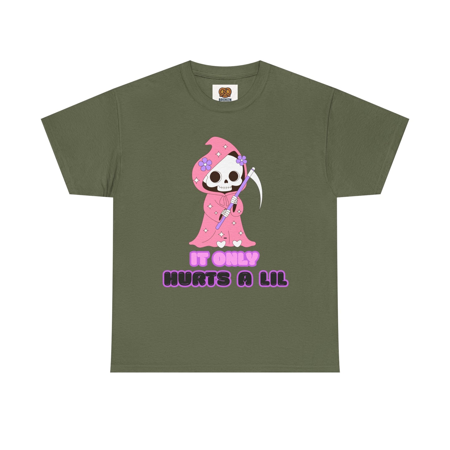 It Only Hurts A Lil Grim Reaper Tee — Cute Goth Skull T-Shirt