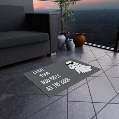 Outdoor Rug — "Leave Your Boo Sheet at the Door" Halloween Doormat