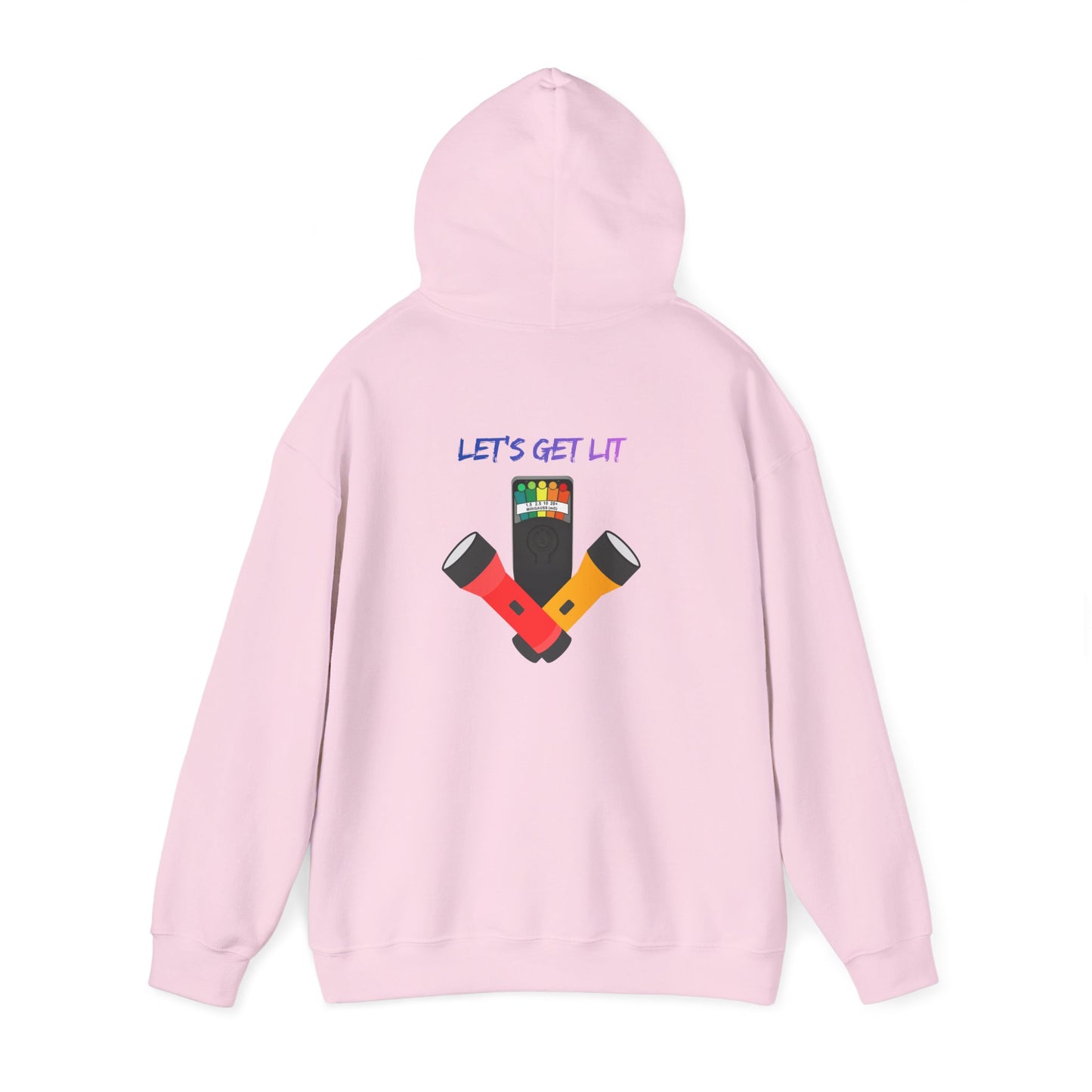 Let’s Get Lit Hoodie — Colorful Flashlight Party Graphic Hooded Sweatshirt