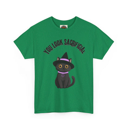You Look Sacrificial Black Cat Halloween T-Shirt — Cute Witch Cat Tee for Halloween