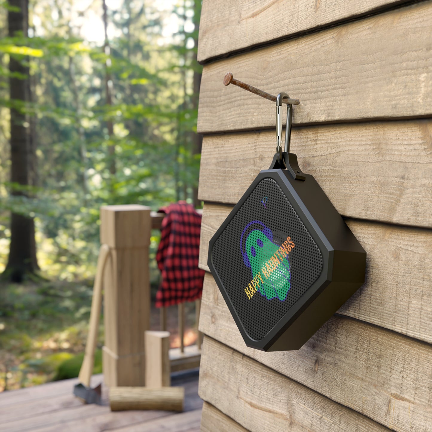 Bluetooth Speaker — 'Happy Hauntings' Ghost Outdoor Speaker (Halloween Portable Waterproof)