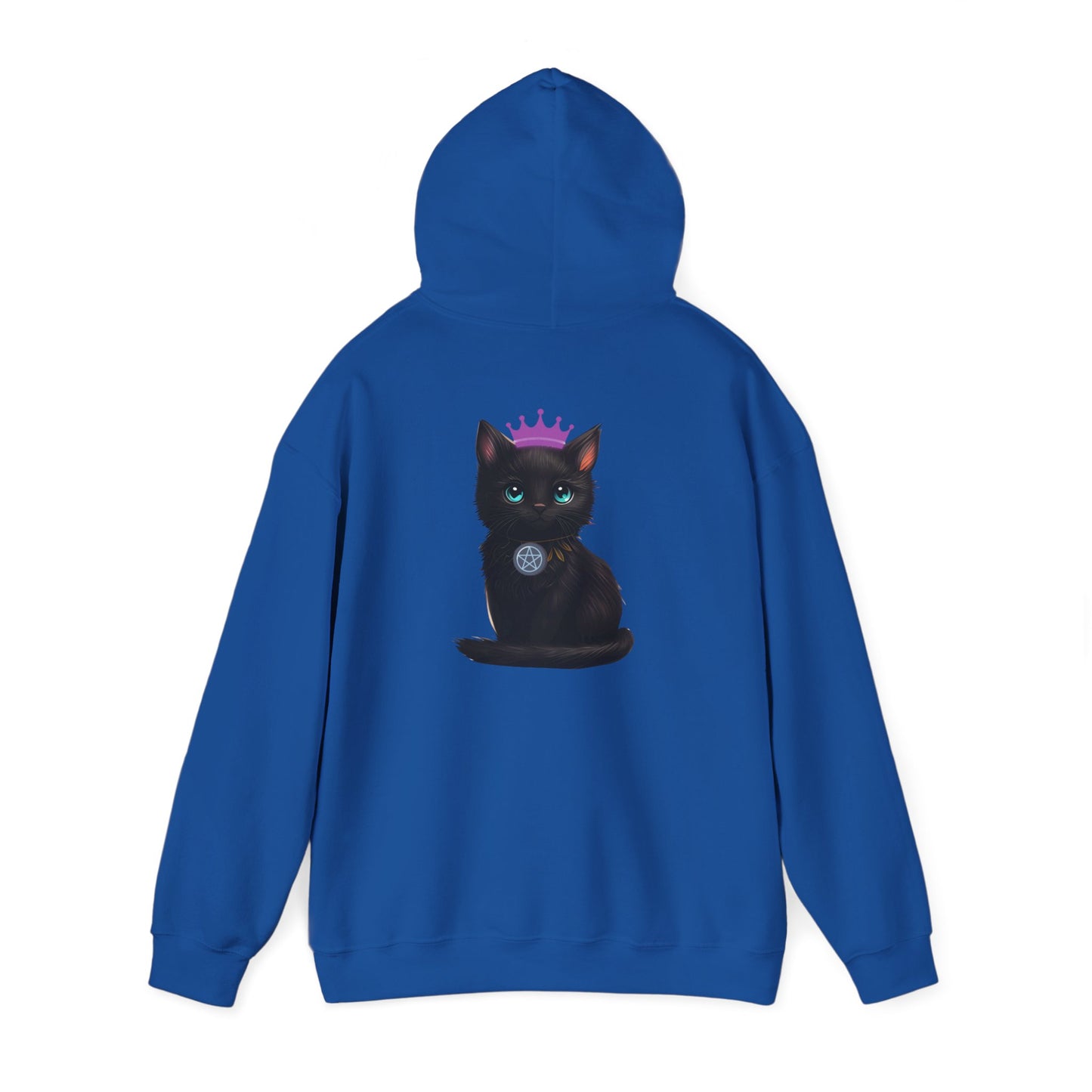 Witchy Cat Hoodie — 'Wicca Queen' Crescent Moon & Black Cat Spiritual Pullover