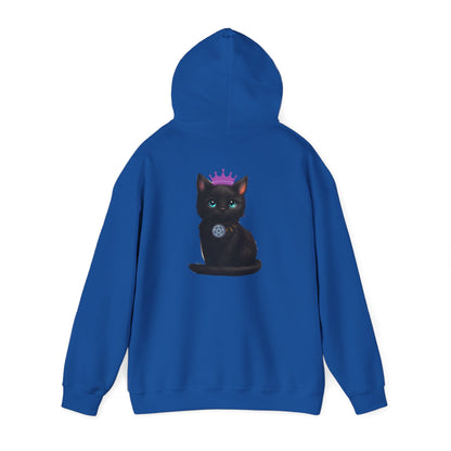 Witchy Cat Hoodie — 'Wicca Queen' Crescent Moon & Black Cat Spiritual Pullover