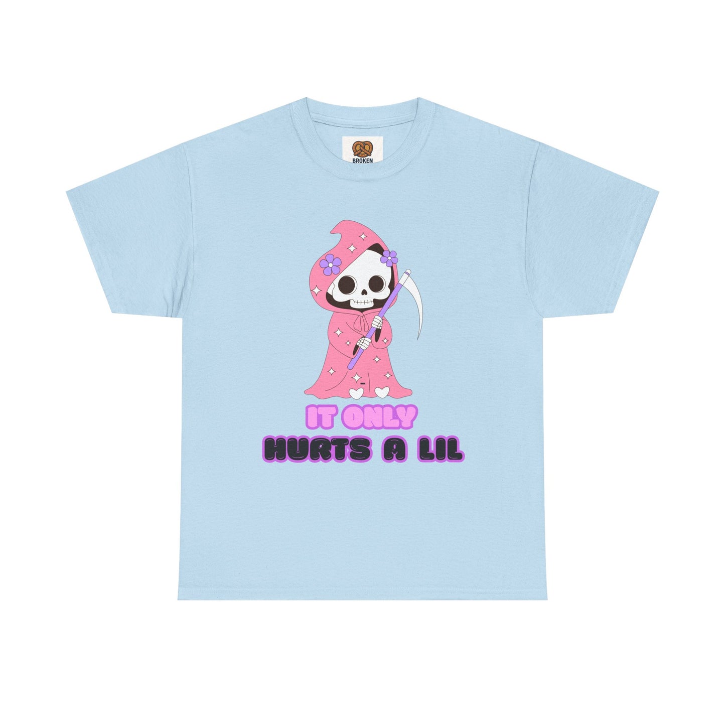 It Only Hurts A Lil Grim Reaper Tee — Cute Goth Skull T-Shirt
