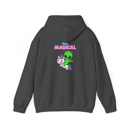 Magical Alien Riding Unicorn Hoodie — Cute Pastel Space Fantasy Sweatshirt