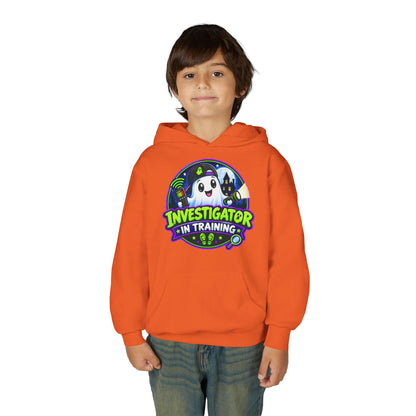 Youth Hoodie — "Investigator in Training" Cute Ghost Detective Kids Pullover