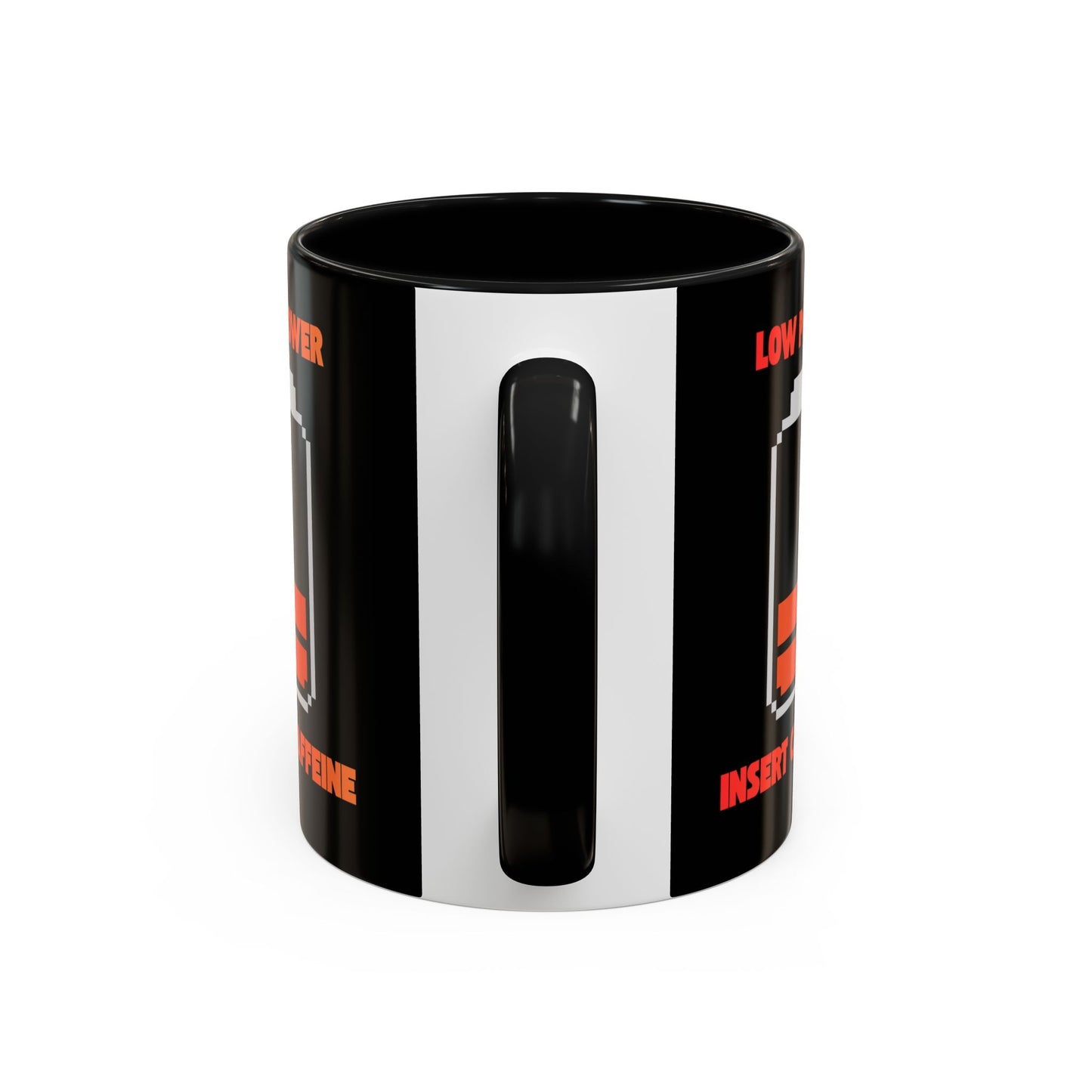 Coffee Mug — "Low Power, Insert Caffeine" Retro Battery Design