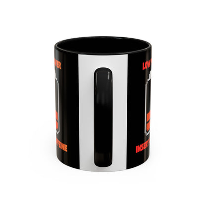 Coffee Mug — "Low Power, Insert Caffeine" Retro Battery Design