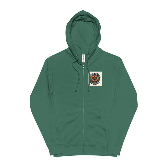Danger Caution Zip-Up Hoodie — "Spaz & Phobos" Graphic Fleece Jacket