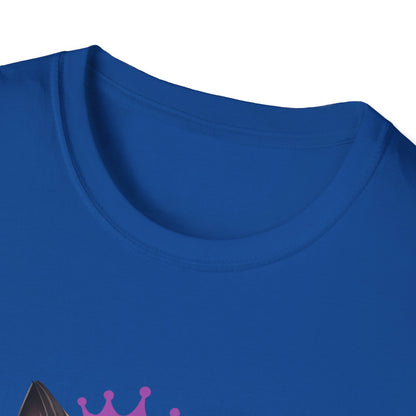 Wicca Queen T-Shirt — Black Cat with Crown & Crescent Moon Pagan Tee