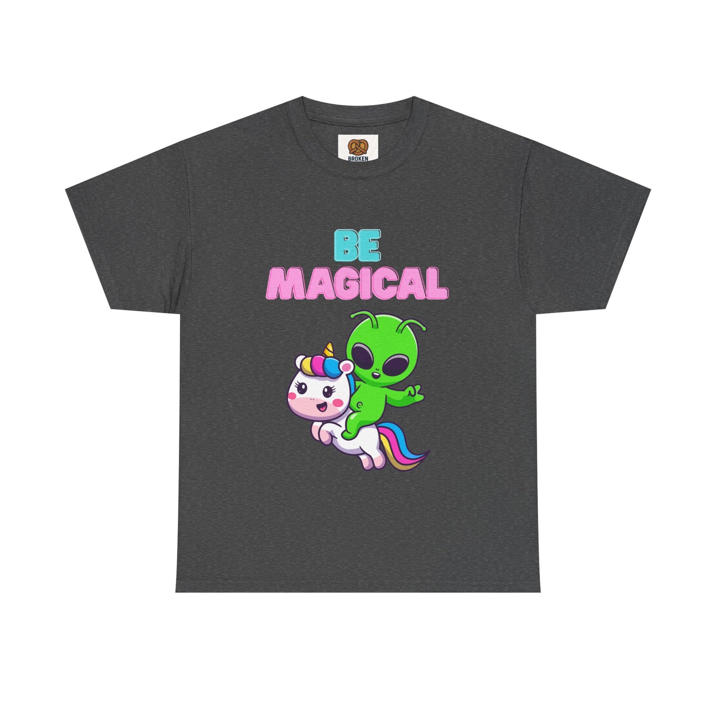Be Magical Alien Riding Unicorn T-Shirt — Cute Kawaii Graphic Tee