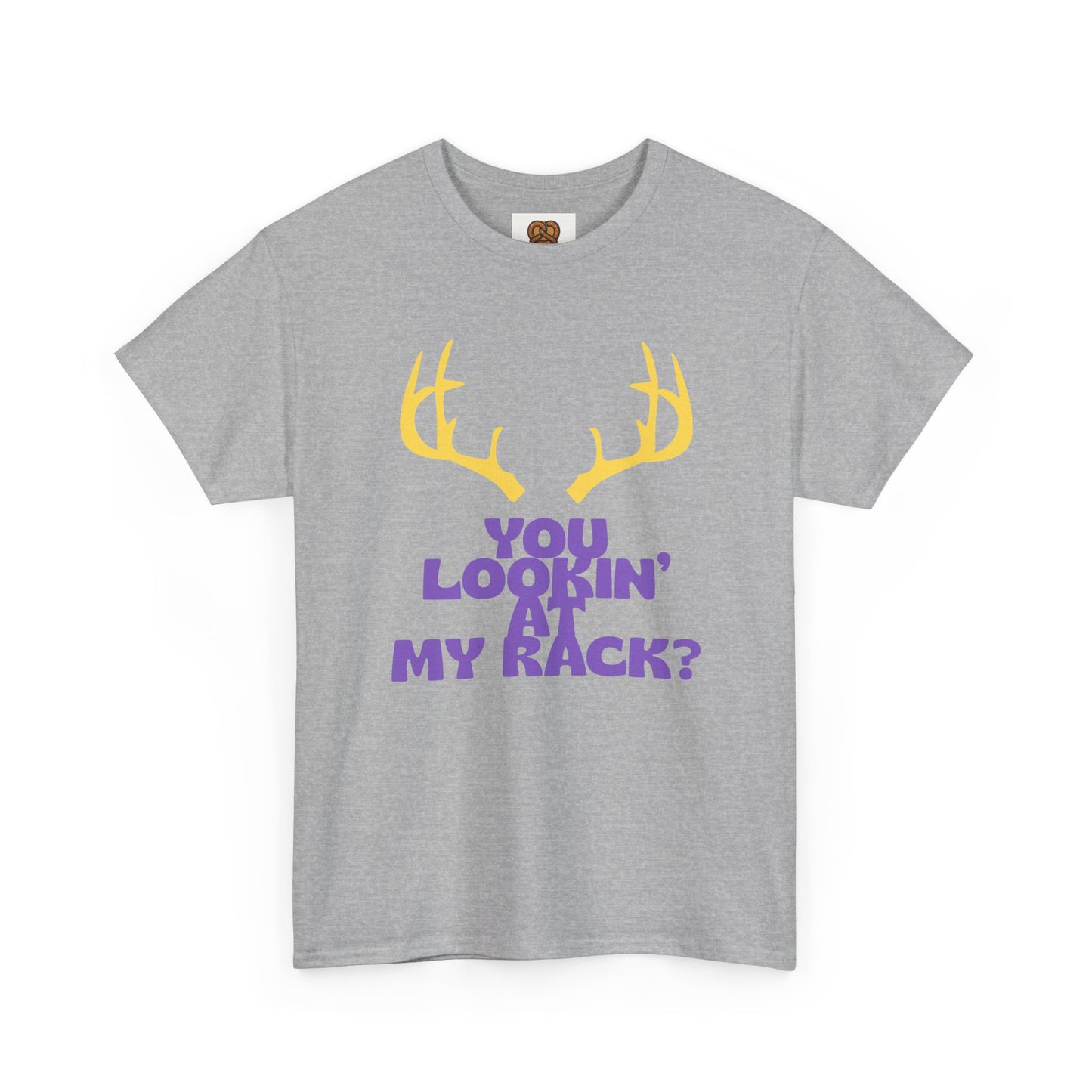 Funny Antler T-Shirt — "You Lookin' at My Rack?" Hunting Humor Tee