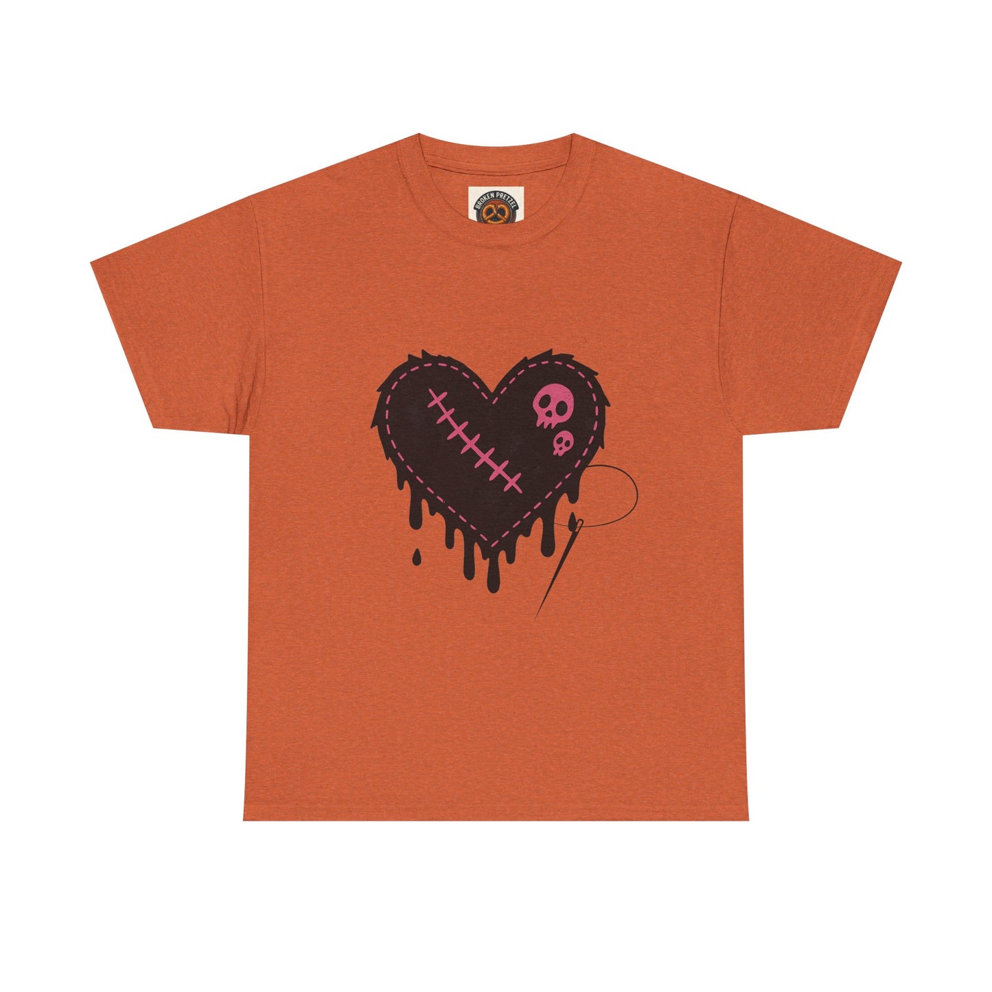 Dripping Stitched Heart Graphic Tee — Gothic Punk Valentine Shirt