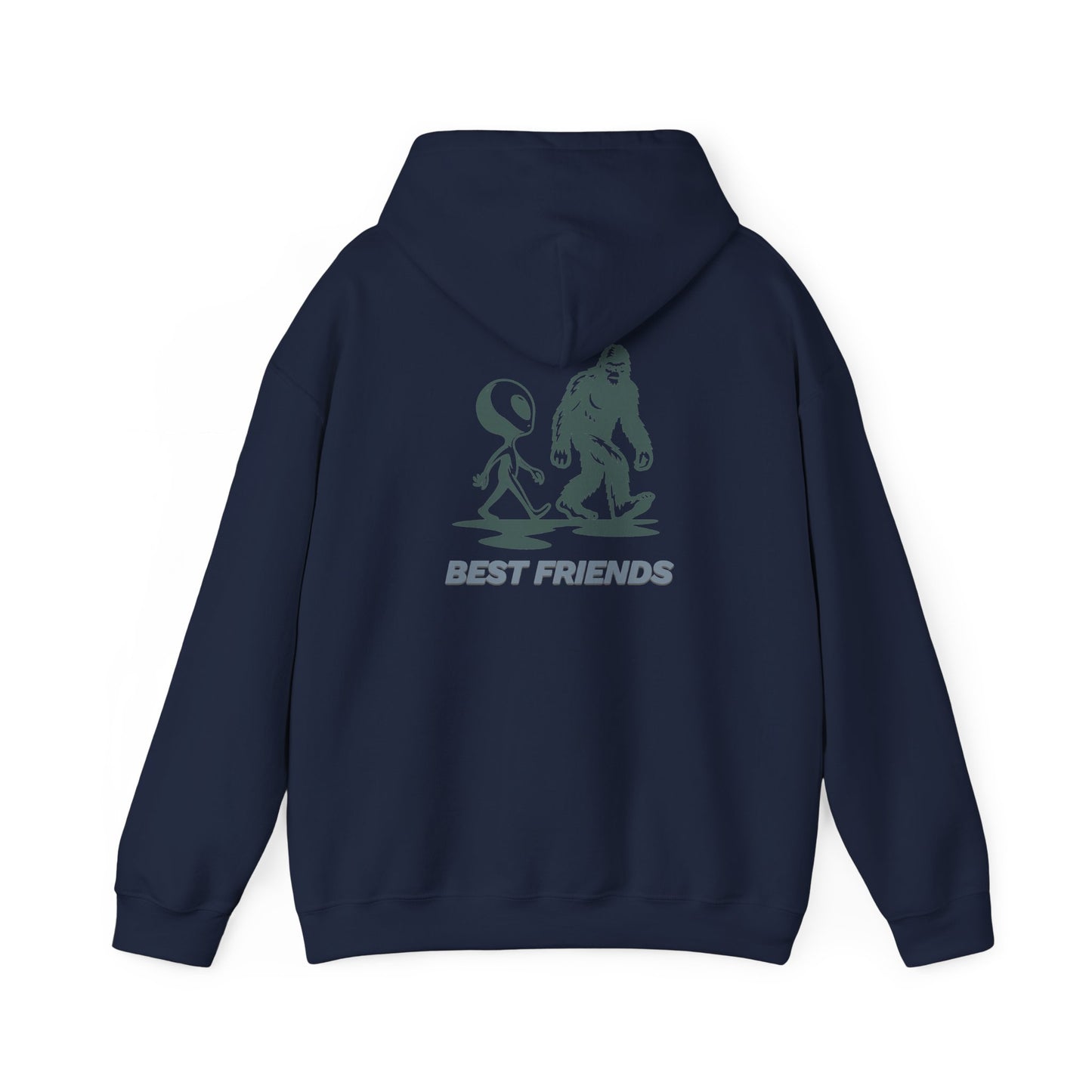 Best Friends Hoodie — Bigfoot & Alien Graphic Pullover