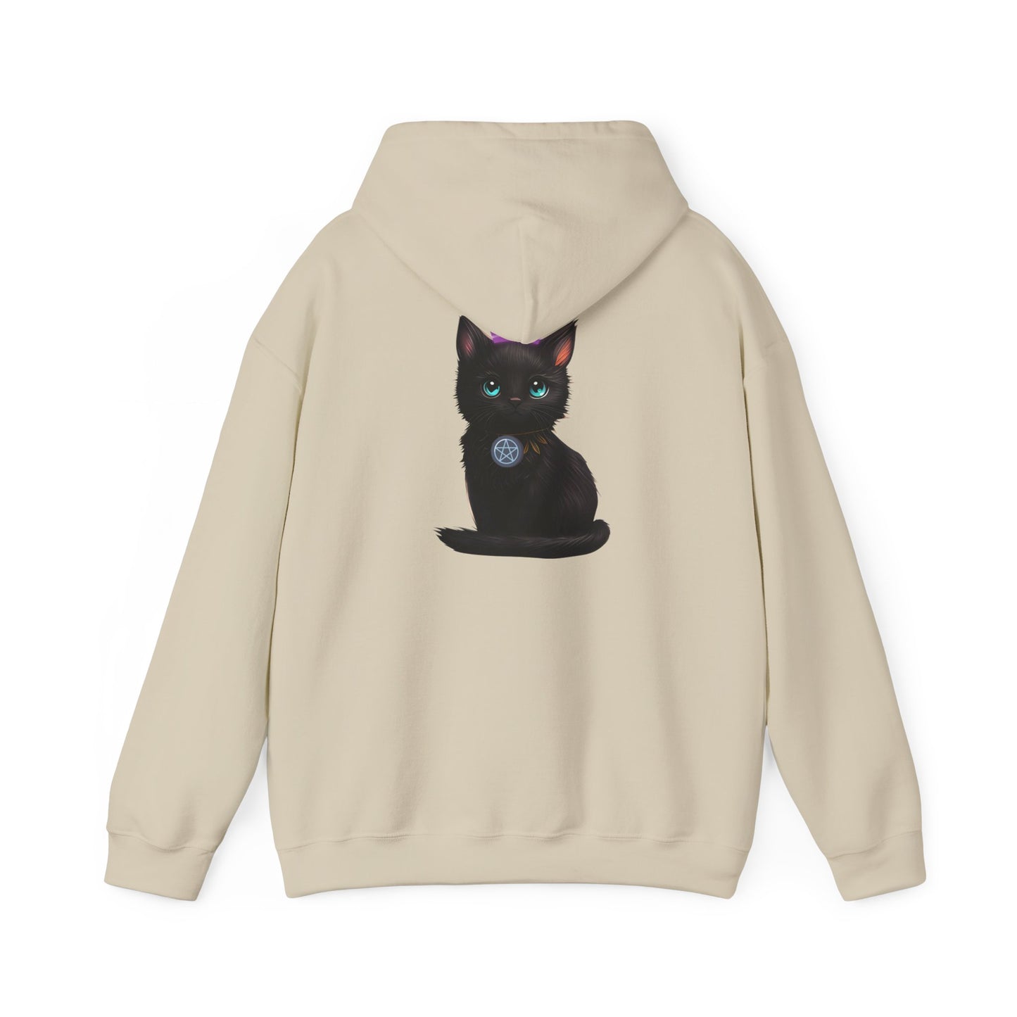 Witchy Cat Hoodie — 'Wicca Queen' Crescent Moon & Black Cat Spiritual Pullover