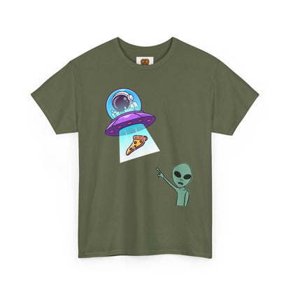 Alien Abduction Pizza T‑Shirt — Funny UFO Graphic Tee