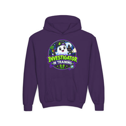 Youth Hoodie — "Investigator in Training" Cute Ghost Detective Kids Pullover