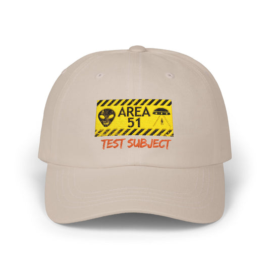 Area 51 'Test Subject' Dad Cap – Alien Warning Embroidered Hat