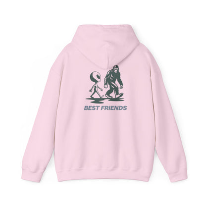 Best Friends Hoodie — Bigfoot & Alien Graphic Pullover