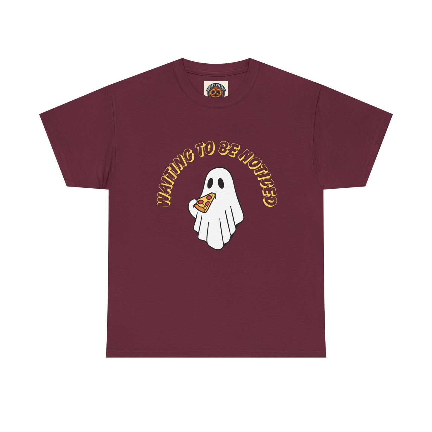 Ghost Holding Pizza "Waiting to Be Noticed" T‑Shirt