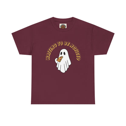 Ghost Holding Pizza "Waiting to Be Noticed" T‑Shirt